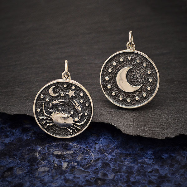 Sterling Silver Astrology Cancer Pendant 24x18mm - 1Pc