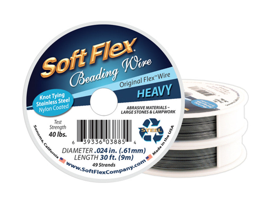 Soft Flex, 49 Strand Heavy Beading Wire .024 inch Thick, 30 Feet, Satin Silver