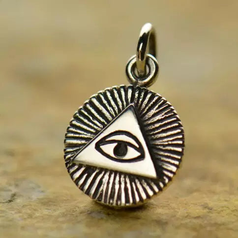Sterling Silver All-Seeing Eye Charm 16.5x10mm - 1pc