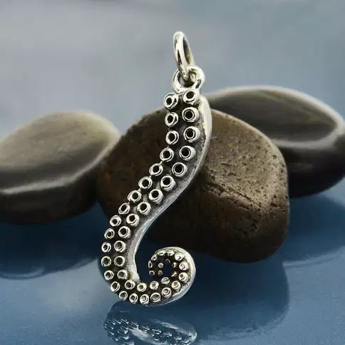 Sterling Silver Octopus Tentacle Charm 25x8mm -1Pc