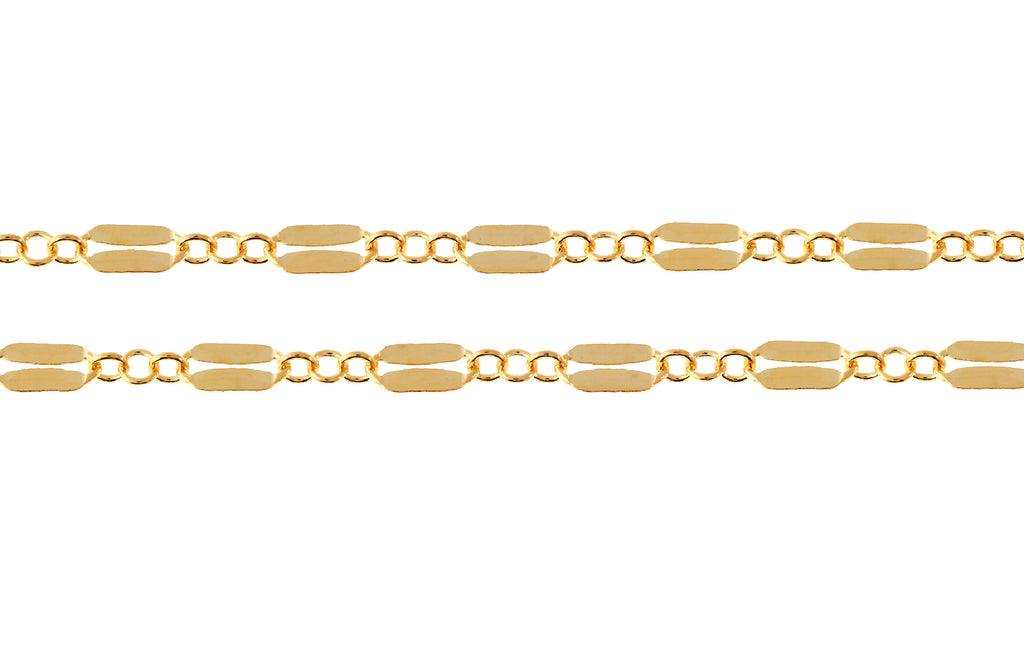 Dapped Long And Short Chain 14Kt Gold Filled 5.2x2.5mm - 5 Feet