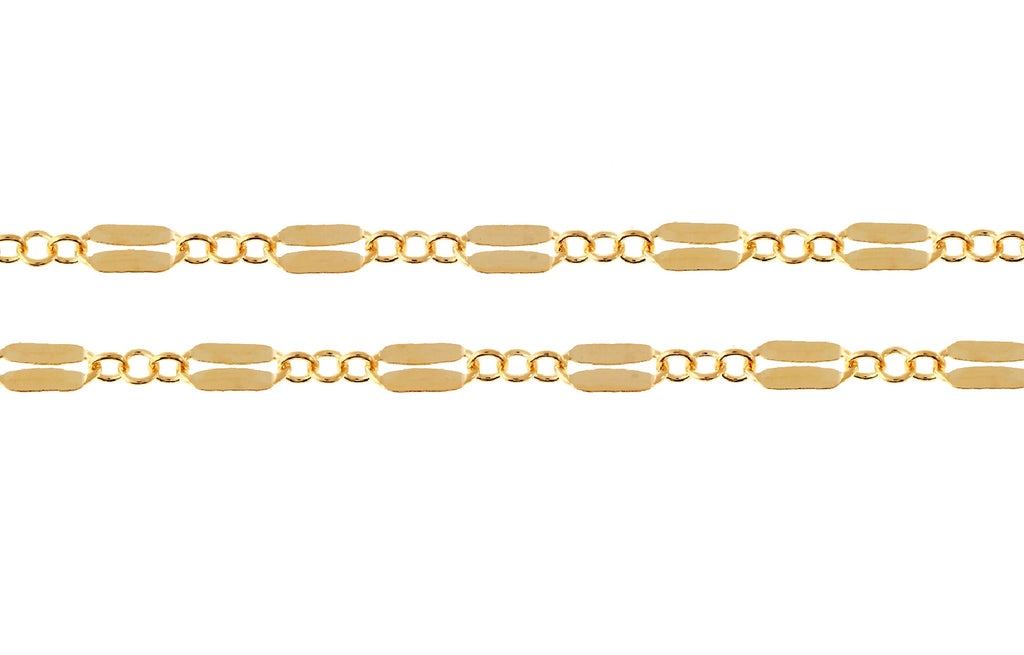 Dapped Long And Short Chain 14Kt Gold Filled 5.2x2.5mm - 20 Feet