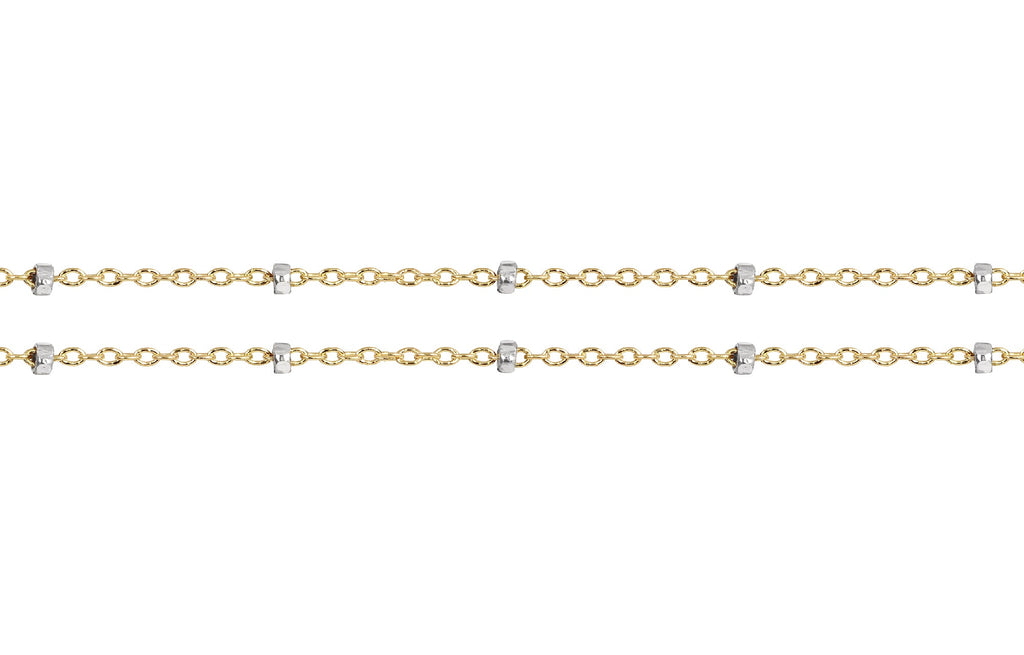 14Kt Gold Filled 1.4x1mm Satellite Chain With Silver Bead - 20ft