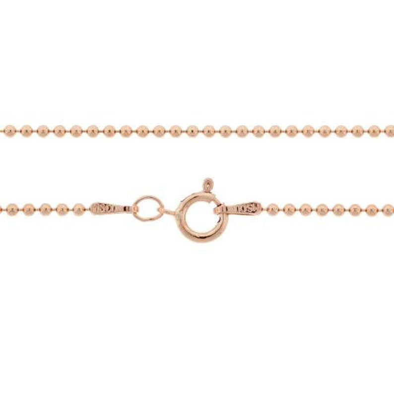14Kt Rose Gold Filled 24" 1.5mm Ball Chain Necklace W/ Spring Ring Clasp - 1pc