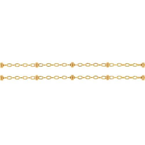 14Kt Gold Filled 1x1.6mm Heavy Satellite Chain with 2mm Bead - 5ft