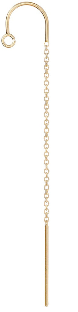 14Kt Gold Filled Cable Chain Ear Threader with U Bar and Ring - 1 pair