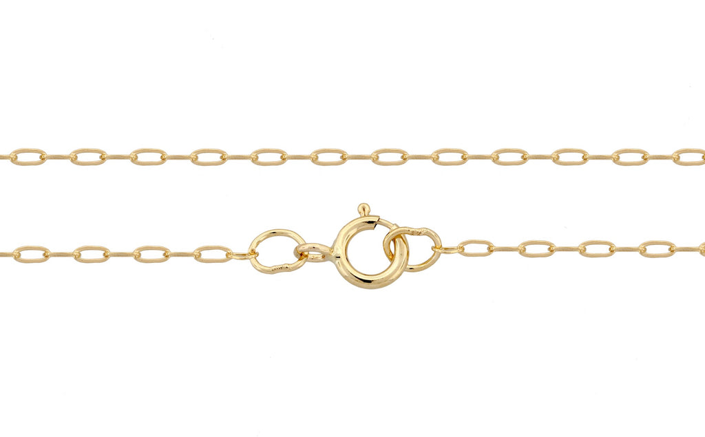 Necklace 14Kt Gold Filled Elongated Drawn Cable Chain 2x1mm 18" with Spring Ring Clasp  - 1pc