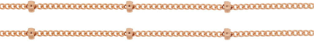 14Kt Rose Gold Filled 1mm Satellite Curb Chain W/ 2mm Bead - 20ft