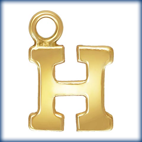 14kt Gold Filled Block Letter 'H' Charm (0.5mm Thick) - 1pc