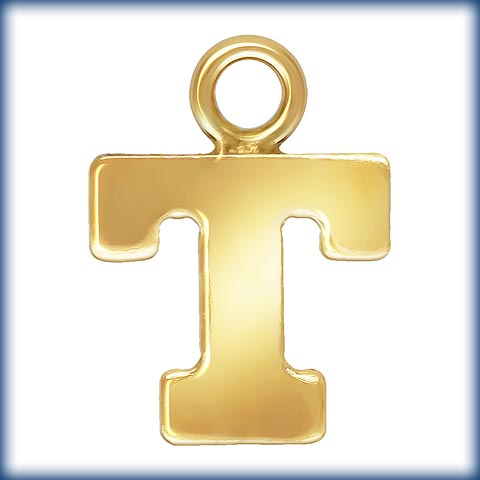 14kt Gold Filled Block Letter 'T' Charm (0.5mm Thick) - 1pc