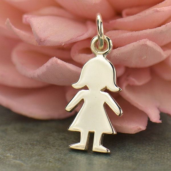 Sterling Silver Girl Charm - Family Charms 18x7mm - 1pc
