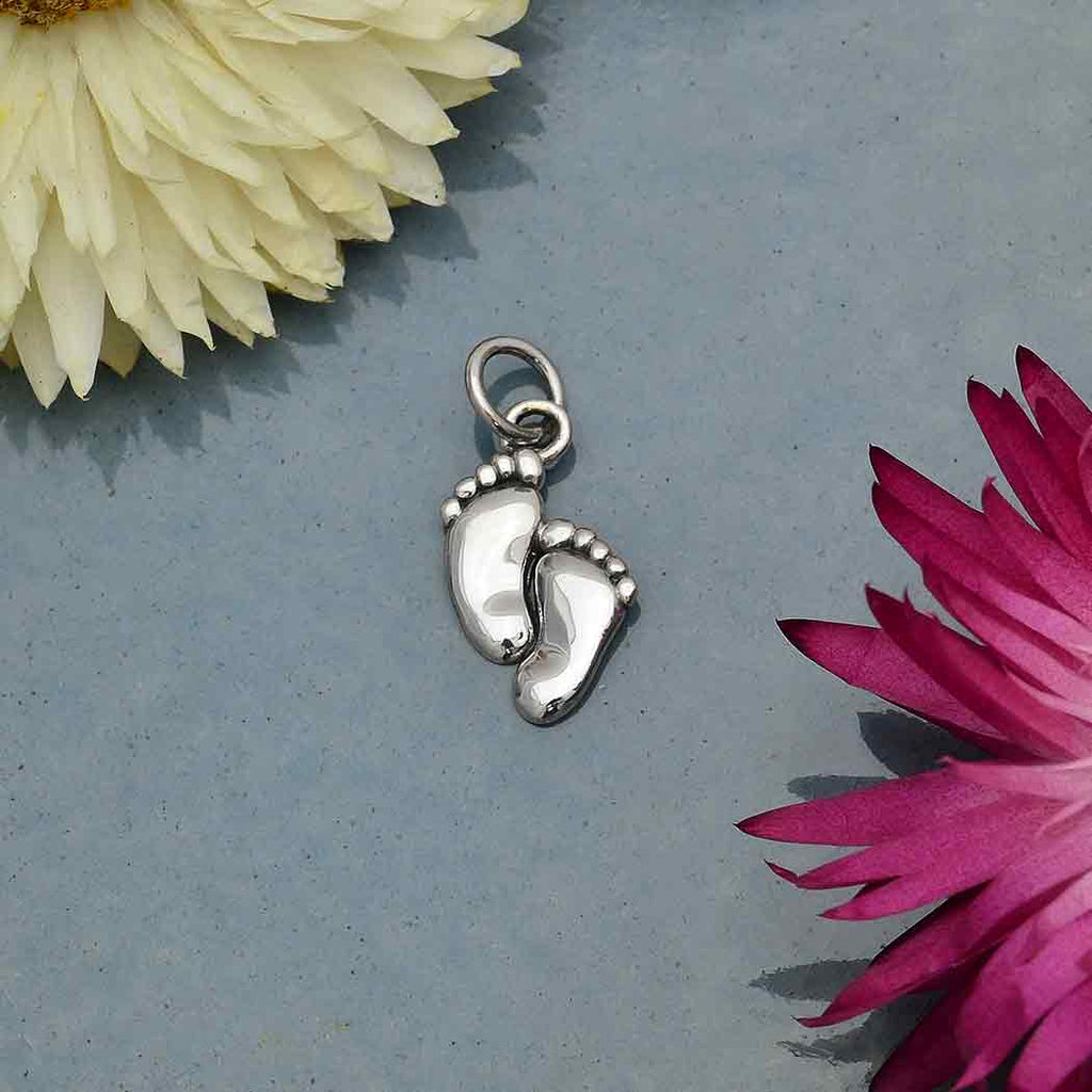 Sterling Silver Baby Feet Charm 18x8mm - 1pc