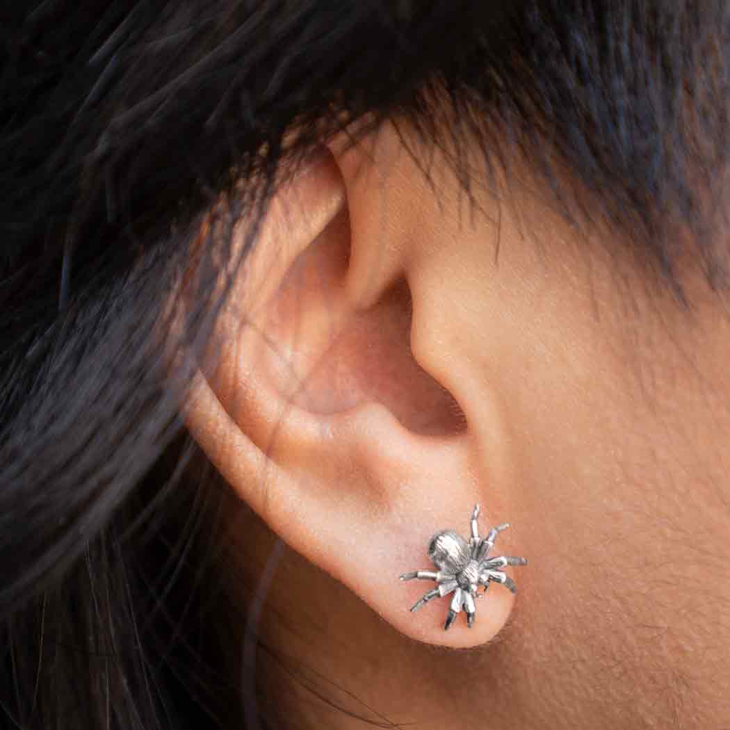 Sterling Silver Spider Post Earrings 11x12mm - 1pr