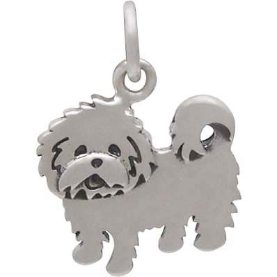 Sterling silver maltese dog clearance charm