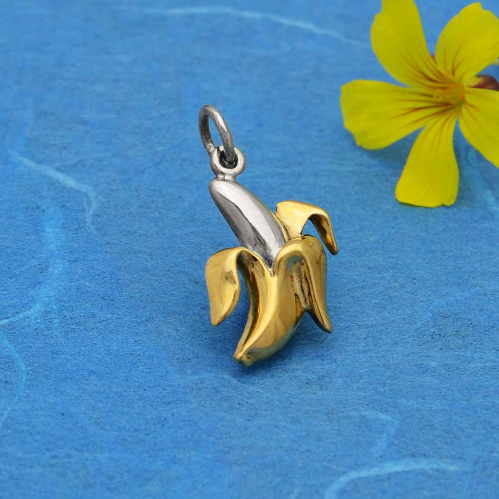 Sterling Silver Banana Charm with Bronze 20x11mm - 1Pc