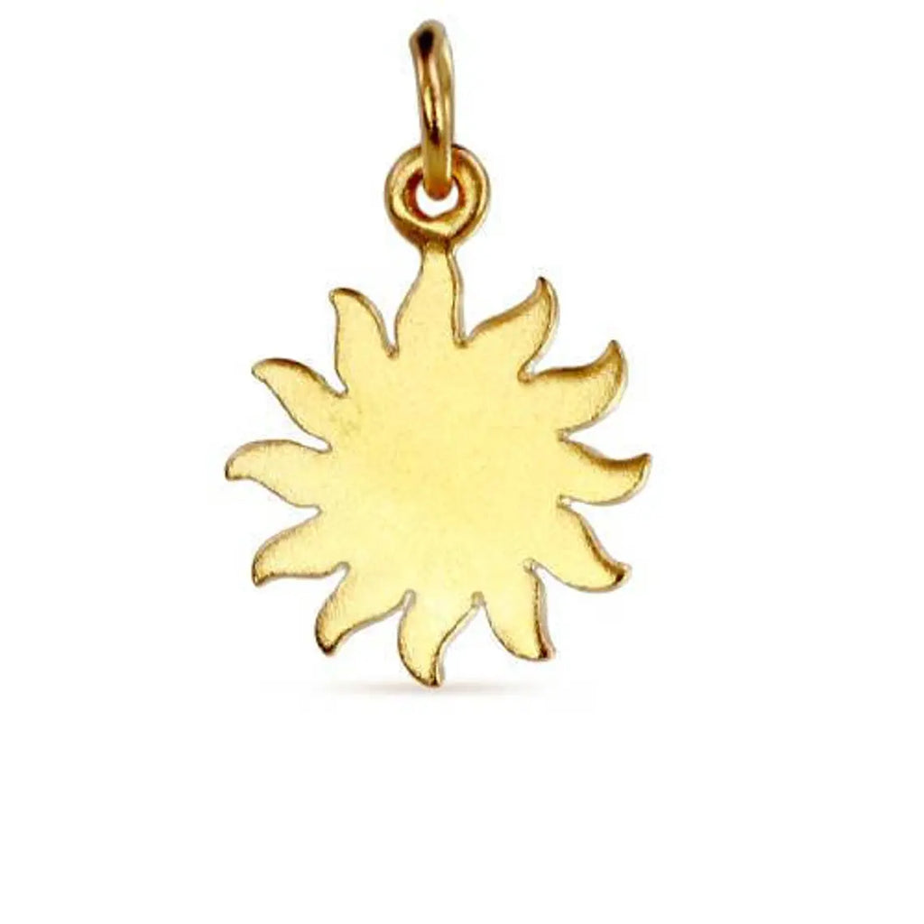 Satin 24Kt Gold Plated Sterling Silver Sun Charm 18x12mm - 1pc