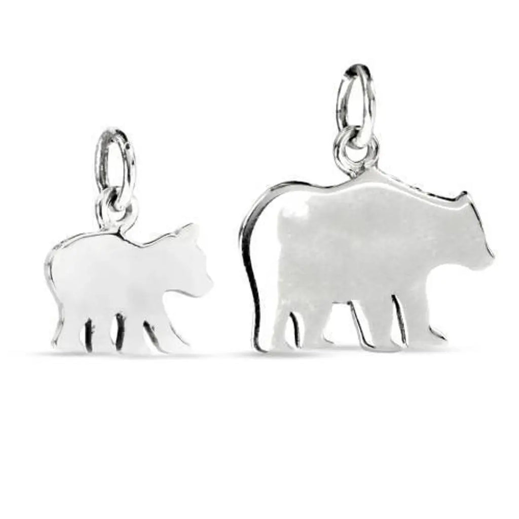 Sterling Silver Mama And Baby Bear Stamping Charms Set Of 2 - 1pc