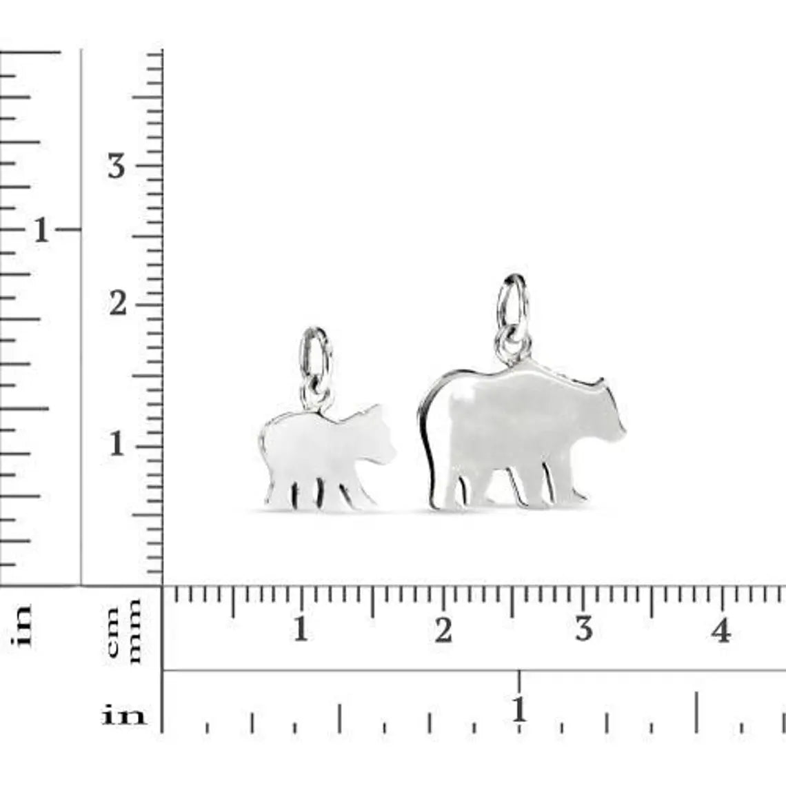 Sterling Silver Mama And Baby Bear Stamping Charms Set Of 2