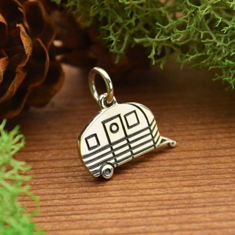 Camping-Trailer Charm Sterling Silver 13.5x13.5mm - 1pc