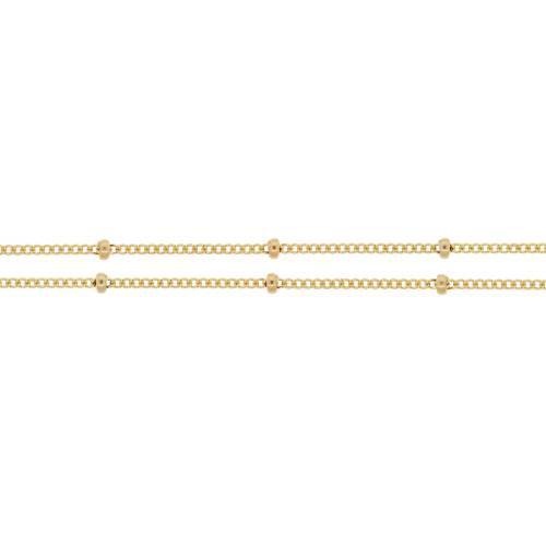 Satellite Chain 14Kt Gold Filled 1mm Curb W/ 2mm Bead - 100 Feet Spool