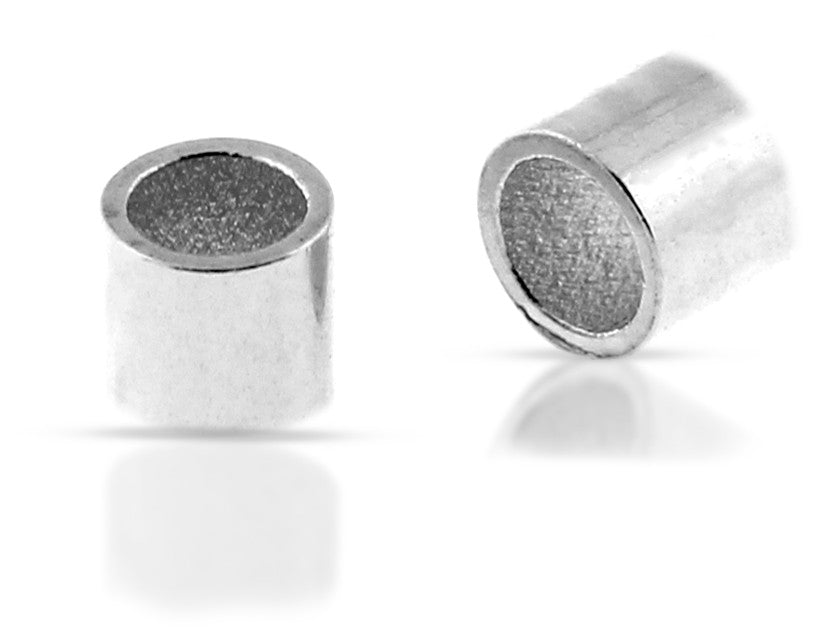 Sterling Silver 2x2mm Medium Crimp Beads (ID 1.4mm) - 100pcs/pack