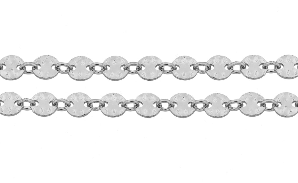 Sterling Silver 4mm Hammered Sequin Disc Chain - 20ft