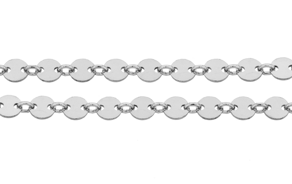 Sterling Silver 4mm Plain Flat Sequin Disc Chain - 5ft – Plazko