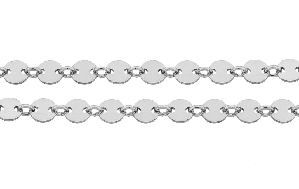Sterling Silver 4mm Plain Flat Sequin Disc Chain - 100ft