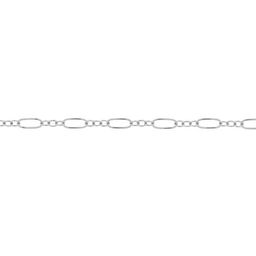 Sterling Silver 5x2.6mm Oval Long and Short Cable Chain - 20ft