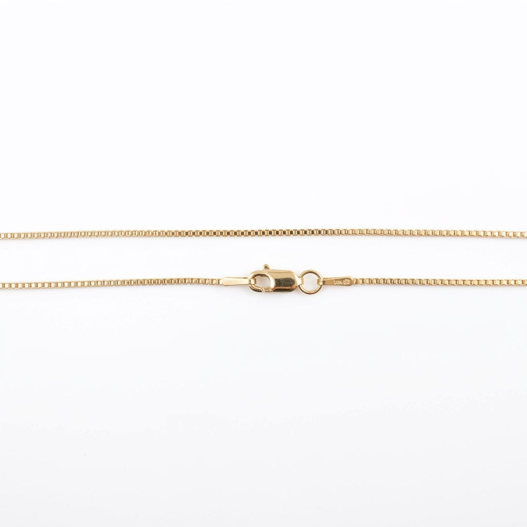 Cadena de eslabones de 1 mm bañada en oro de 14 kt y 20 pulgadas con cierre de langosta (1 pieza)