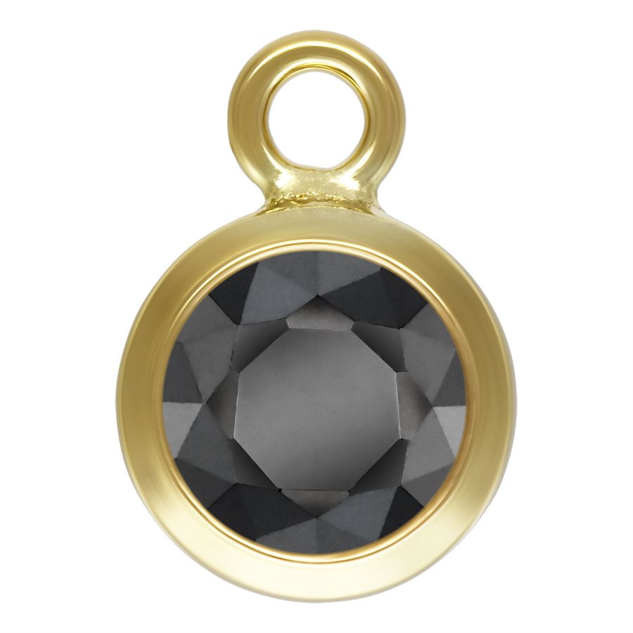 Colgante con bisel AAA de circonita cúbica negra de 4 mm bañado en oro de 14 kt (1 unidad)