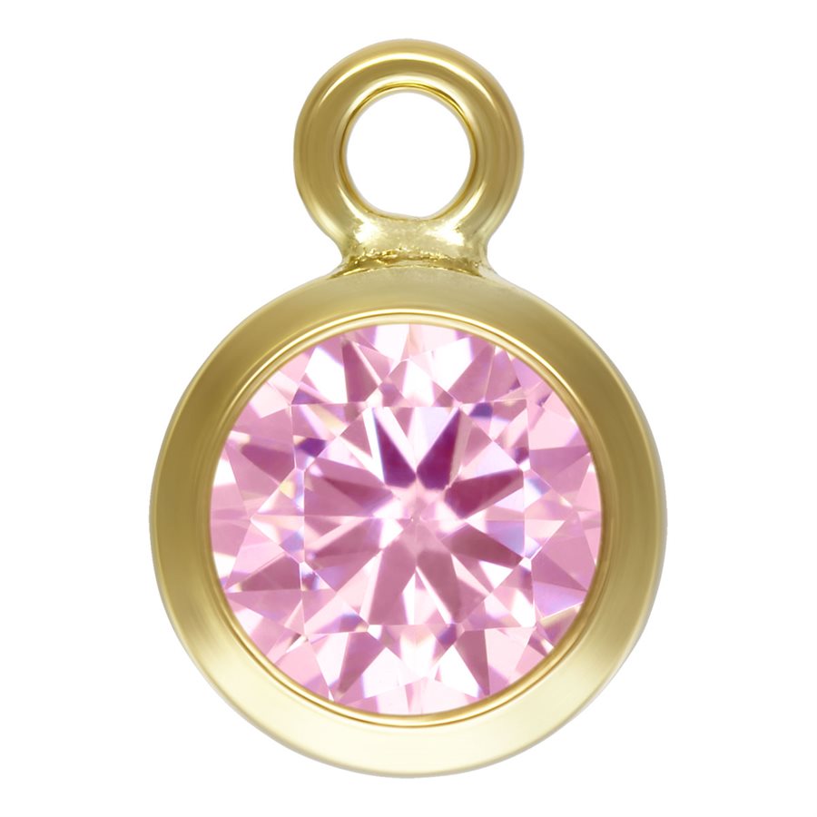14Kt Gold Filled 4mm Pink CZ AAA Bezel Drop- 2pcs/pack