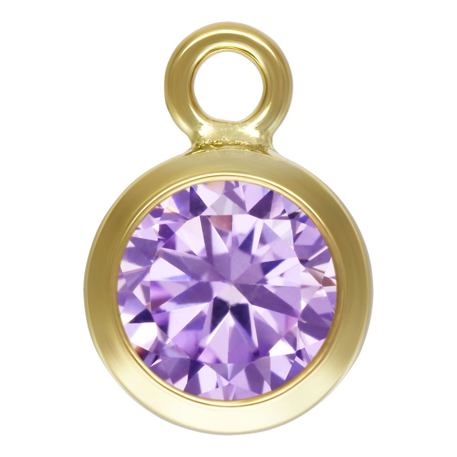 14Kt Gold Filled 4mm Light Amethyst AAA CZ Bezel Drop- 2pcs