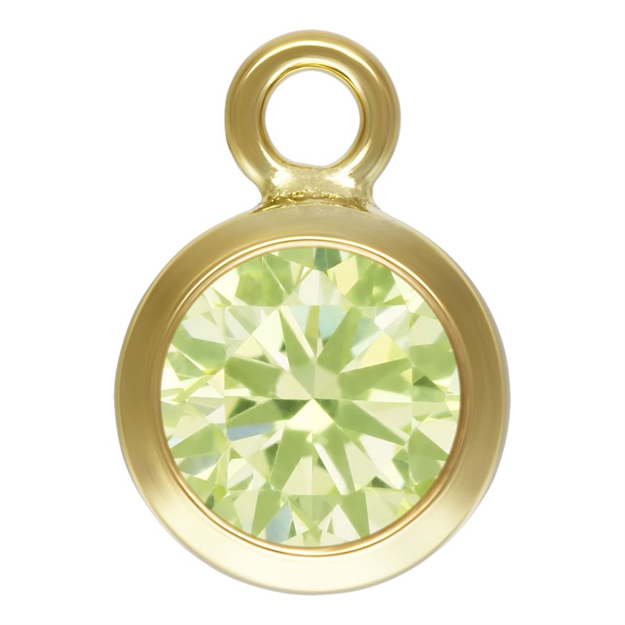 14Kt Gold Filled 4mm Lime Green AAA CZ Bezel Drop- 1pc
