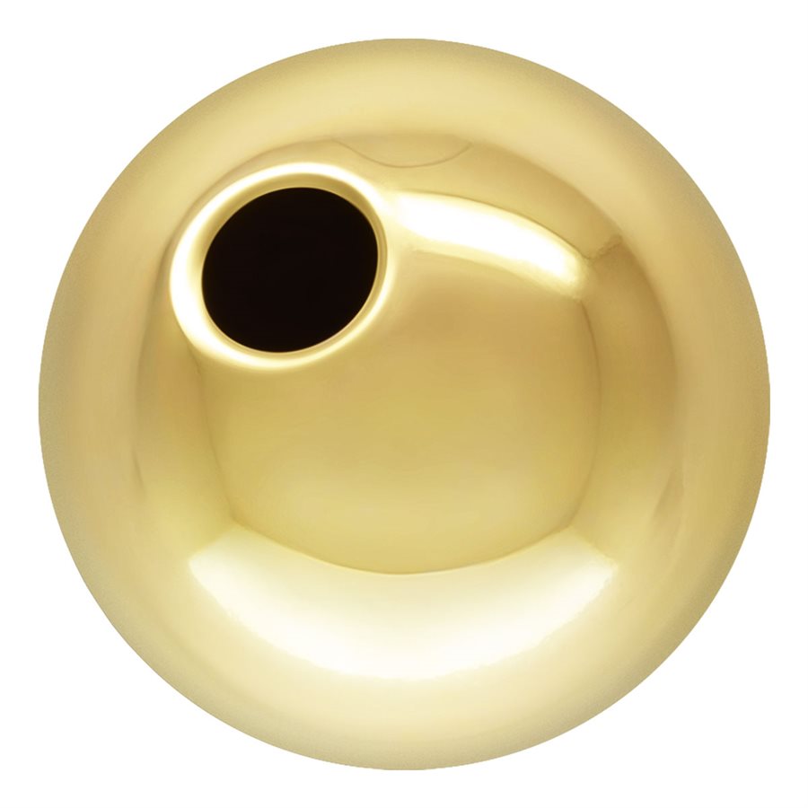 Perlas redondas sin costuras de 10 mm rellenas de oro de 14 kt, orificio de 2 mm, 1 pieza