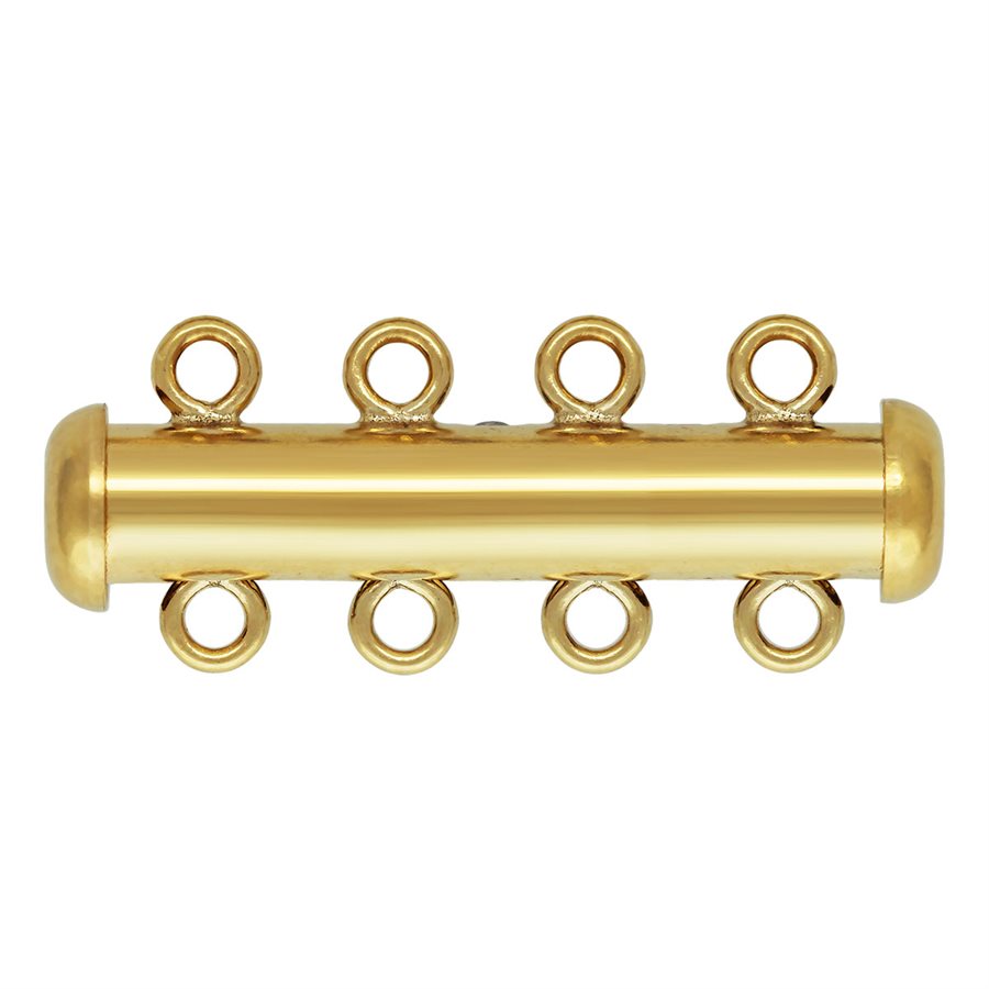 14Kt Gold Filled Tube Clasp 26x4.3mm 4 Strand - 1pc