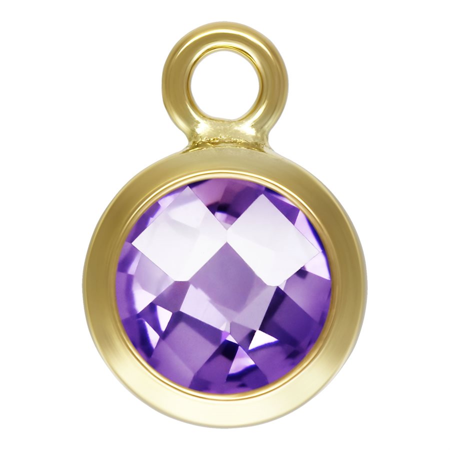 February Birthstone 14Kt Gold Filled 4mm Amethyst 3A CZ Bezel Drop - 2pcs/pack
