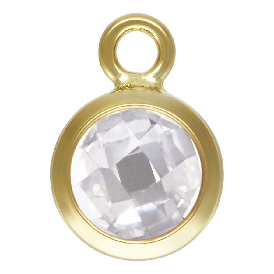 14Kt Gold Filled 4mm White 3A CZ Checkerboard Bezel Drop - 2pcs/pack