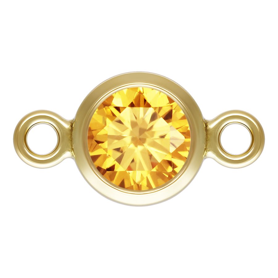 Cognac CZ Bezel Connector 14Kt Gold Filled 4mm - 2pcs/pack