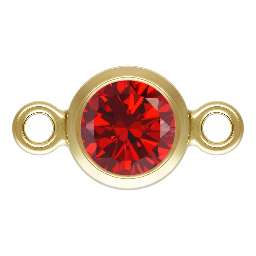 Granat Geburtsstein Januar CZ Lünette Verbinder 14Kt Gold gefüllt 4mm - 2Stk