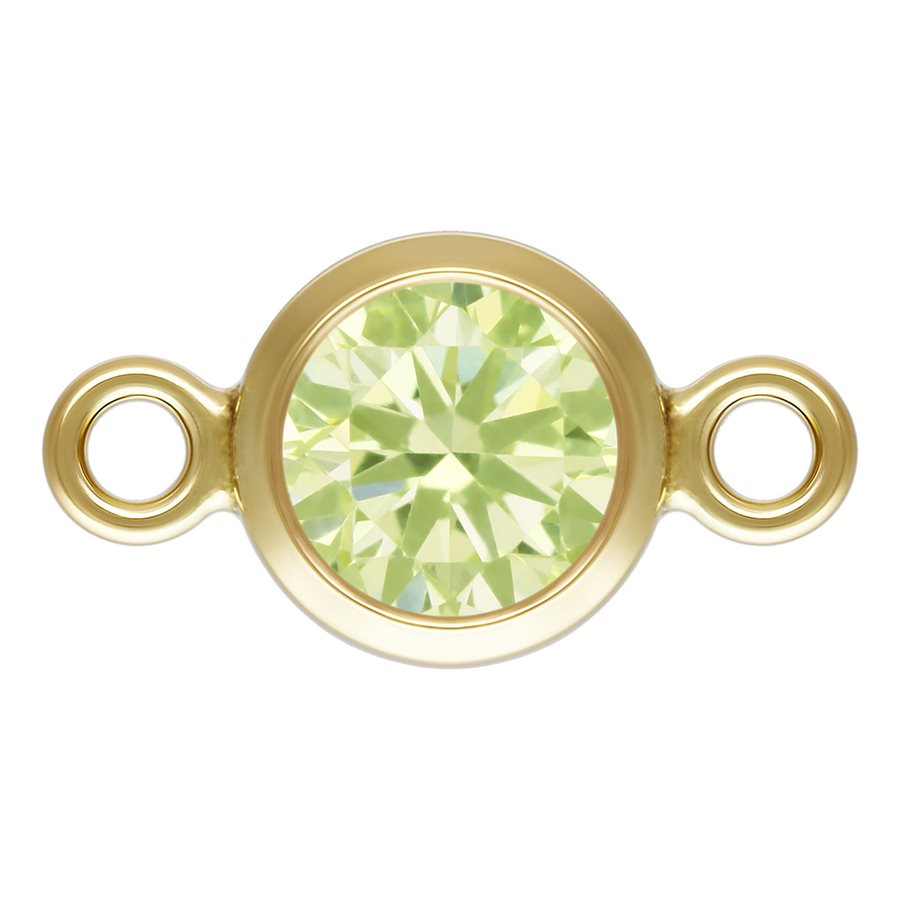Lime CZ Bezel Connector 14Kt Gold Filled 4mm - 2pcs/pk