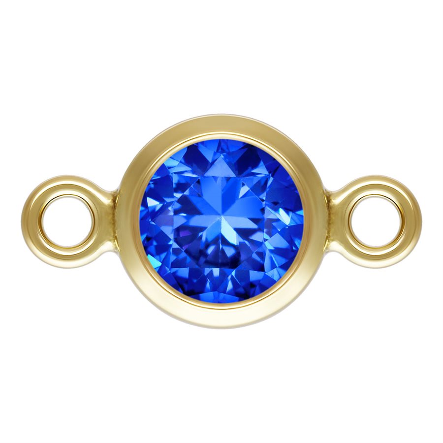 Aqua-Blue CZ Bezel Connector 14Kt Gold Filled 4mm - 2pcs/pack