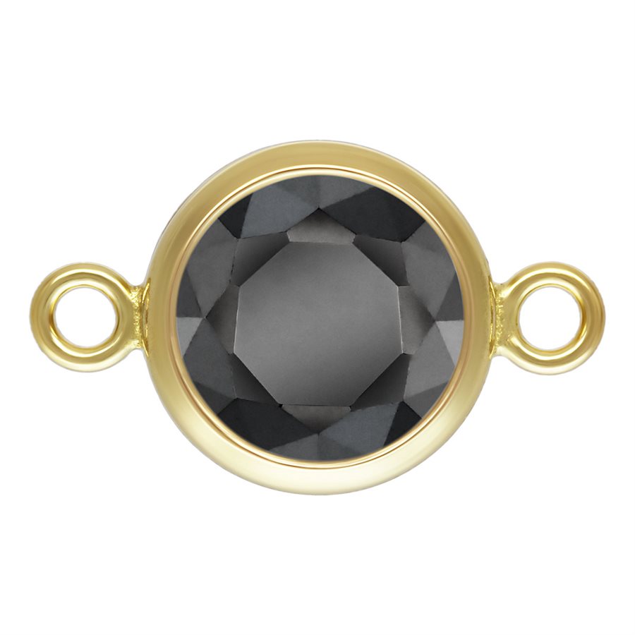 14Kt Gold Filled 6mm Black CZ AAA Bezel Connector - 1pc