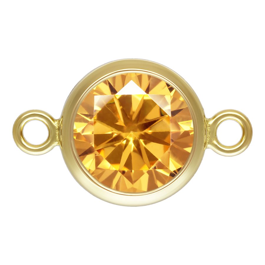 14Kt Gold Filled 6mm Cognac CZ AAA Bezel Connector - 1pc