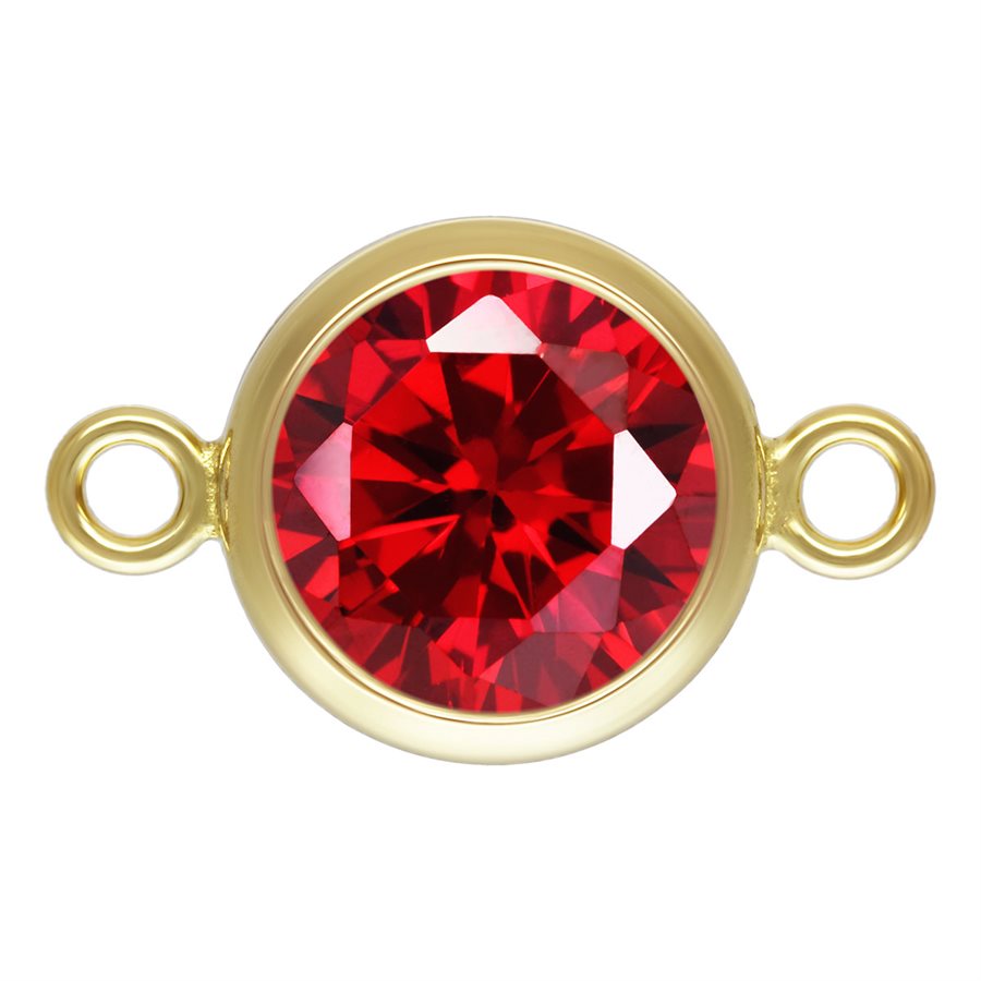 14Kt Gold Filled 6.0mm Garnet 3A CZ Bezel Connector - 1pc