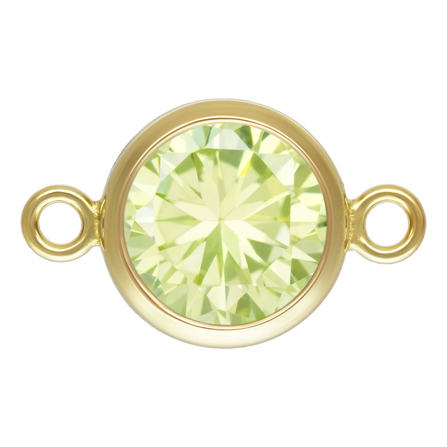 14Kt Gold Filled 6mm Lime CZ AAA Bezel Connector - 1pc