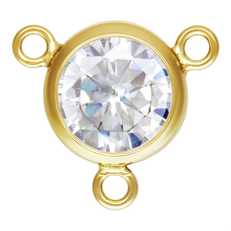 14Kt Gold Filled 6mm 10-2 Clear CZ AAA Bezel Y-Connector - 1pc