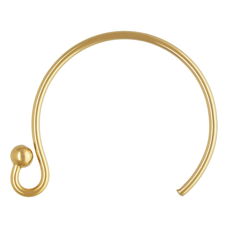 14Kt Gold Filled 12.8mm Circle Ball End Ear Wire - 5prs/pack