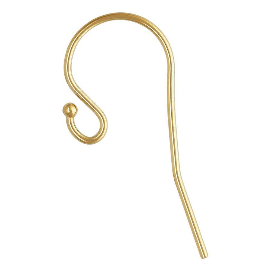 14Kt Ball End Ear Wire 11.5x20.0mm (0.66mm) - 10pcs/pk