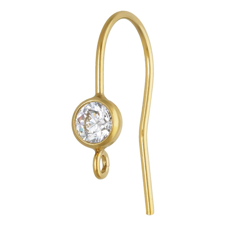 14Kt Gold Filled 17.4x10.5mm 4mm CZ Ear Wire - 1 pair